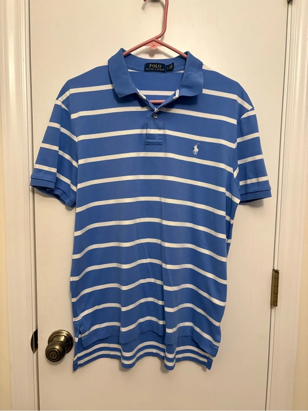 Ralph Lauren Blue and White Striped Polo Shirt